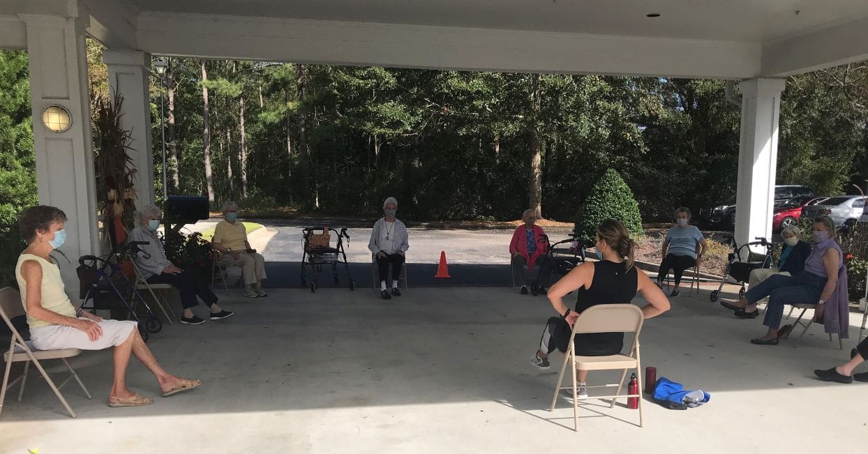 Seniors Group exercise outdoors