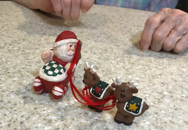 Santa and reindeer ornament